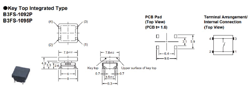 Chart - Omron Electronics BF3S SMT Tactile Switches